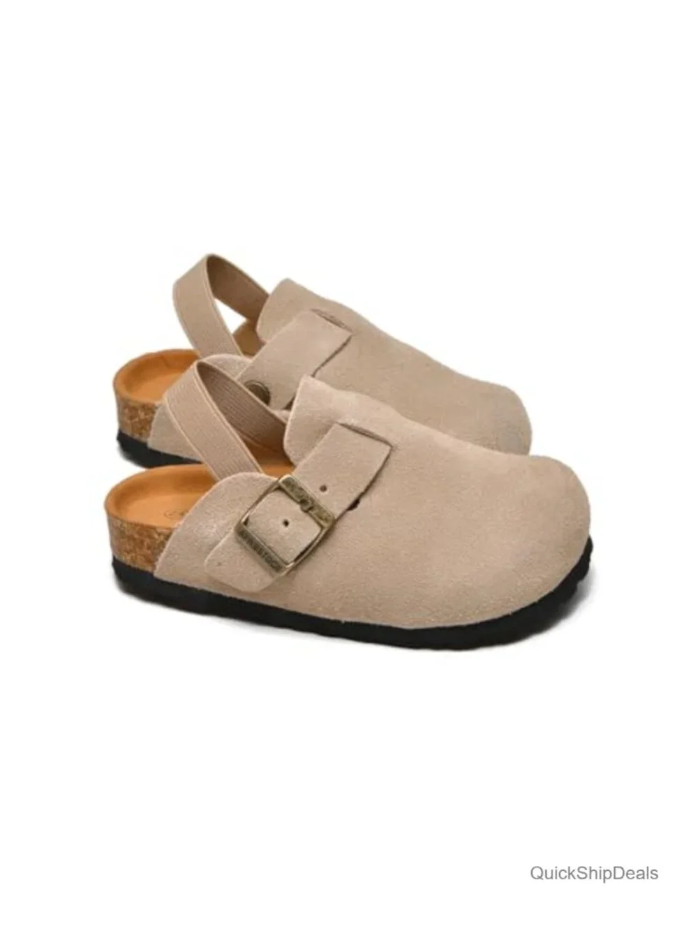 Kids Genuine Leather Clogs with Cork Footbed Arch Support Adjustable Buckle